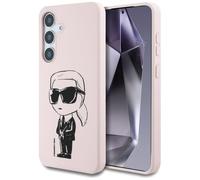 CG Mobile Karl Lagerfeld Coque en Silicone avec Logo Graffiti icône Compatible avec MagSafe pour Samsung Galaxy S25 (Rose)