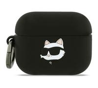 CG Mobile Karl Lagerfeld Coque en silicone pour AirPods Pro 3 Motif tête de Chaupette (Noir)