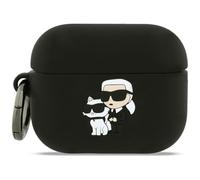 CG Mobile Karl Lagerfeld Coque en silicone pour AirPods Pro 3 Motif tête de Karl et Chaupette Noir