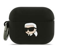 CG Mobile Karl Lagerfeld Coque en silicone pour AirPods Pro 3 Motif tête de Karl (Noir)