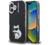 Etui Karl Lagerfeld IML Aquarelle Choupette & Logo do iPhone 16 czarny