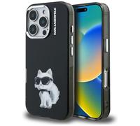 Karl Lagerfeld Coque iPhone 16 Pro Max IML Aquarelle Choupette et logo Noir