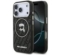 CG MOBILE Karl Lagerfeld IML Karl Köpfe Logo compatible avec MagSafe Coque pour iPhone 17 Pro Max (noir)