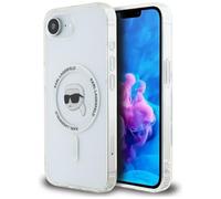CG Mobile Karl Lagerfeld IML Metal Karl Head Compatible avec MagSafe Coque pour iPhone 16e (Blanc)