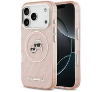 CG Mobile Coque iPhone 17 Pro Karl Lagerfeld IML paillettes Têtes Karl & Choupette MagSafe Rose