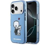 CG MOBILE Karl Lagerfeld Karl & Choupette Coque arrière compatible avec MagSafe pour iPhone 17 Pro (bleu)