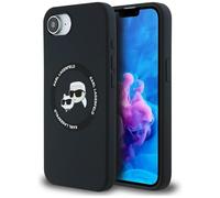 CG Mobile Karl Lagerfeld Karl&Choupette Heads - Coque de Protection en Silicone Compatible avec MagSafe pour iPhone 16e (Noir)