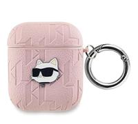 CG Mobile Karl Lagerfeld KLA2PGCHPP Étui pour AirPods 1/2 Motif tête de choupette Monogramme Rose