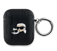 Coque pour AirPods 1/2 à Motif Karl et Choupette Gaufré Noir