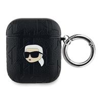 Etui pour AirPods 1 / 2 Monogramme avec Motif Karl Head Embossé Noir