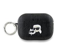 Karl Lagerfeld Coque pour Apple Pods Pro 2 à Motif Karl et Choupette Gaufré Noir