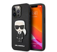 CG MOBILE Karl Lagerfeld KLHCP13LOKPK Coque de Protection pour iPhone 13 Pro / 13 6,1" Saffiano Ikonik Karl`s Patch Noir