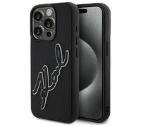 Étui Karl Lagerfeld pour iPhone 15 Pro 6.1 noir étui rigide 3D Rubber Signature