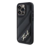 CG Mobile Karl Lagerfeld KLHCP15LPQDSMGK Coque Rigide pour iPhone 15 Pro 6,1" Noir Diagonale Quilted Script