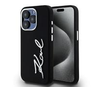 Etui Karl Lagerfeld pour iPhone 15 Pro 6.1 noir étui rigide Silicone Metal Script Logo
