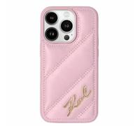 CG Mobile Karl Lagerfeld KLHCP15MPQDSMGP Coque Rigide pour iPhone 15 Plus/14 Plus 6,7" Rose Diagonale Quilted Script