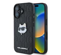 CG Mobile Karl Lagerfeld KLHCP16SPGKLCHPK Coque pour iPhone 16 6,1" Noir Monogramme Tête de Choupette Pin