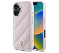 CG Mobile Karl Lagerfeld KLHCP16SPQDSMGP Coque pour iPhone 16 6,1" Rose Rigide Signature Quilted Signature