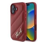 CG Mobile Karl Lagerfeld KLHCP16SPQDSMGR Coque pour iPhone 16 6,1" Coque Rigide Rouge Signature matelassée