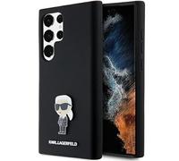 CG MOBILE Karl Lagerfeld KLHCS23LSMHKNPK Coque pour S23 Ultra S918 Noir Silicone Emblème Métal Pin