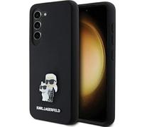 CG MOBILE Karl Lagerfeld KLHCS23SSMHKCNPK Coque pour S23 S911 Coque Rigide Noir Silicone Karl & Choupette Metal Pin