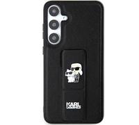 CG MOBILE Karl Lagerfeld KLHCS24LGSAKCPK Coque pour S24 Ultra S928 Noir Hardcase Gripstand Saffiano Karl&Choupette Pins