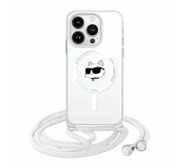 CG Mobile Karl Lagerfeld KLHMP14LHCCHNT Coque Rigide Transparente pour iPhone 14 Pro 6,1" avec tête de choupette IML et Cordon