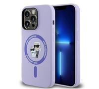 CG Mobile Karl Lagerfeld KLHMP14LSCMKCRHU Coque de Protection pour iPhone 14 Pro 6,1" Violet Coque Rigide en Silicone avec Anneau tête Karl & Choupette
