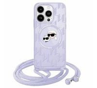 CG Mobile Karl Lagerfeld KLHMP15XHCKCKLCU Coque pour iPhone 15 Pro Max 6,7" Violet Coque Rigide IML Crossbody Monogramme Karl & Choupette Head