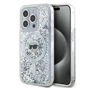 CG Mobile Karl Lagerfeld KLHMP15XLGKISGH Coque pour iPhone 15 Pro Max 6,7" Coque Rigide Transparente Liquid Glitter Tête de Karl