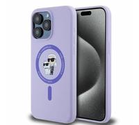 Karl Lagerfeld Coque iPhone 15 Pro Max KLHMP15XSCMKCRHU Silicone rigide Ring MagSafe Violet