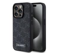 CG Mobile Karl Lagerfeld KLHMP16LPKHPORPK Coque pour iPhone 16 Pro 6,3" Étui Rigide en Cuir Noir Monogramme Metal Logo
