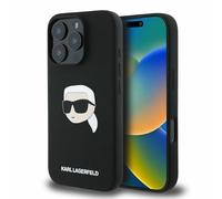 CG Mobile Karl Lagerfeld KLHMP16LSKHPPLK Coque pour iPhone 16 Pro 6,3" Noir Coque Rigide en Silicone Imprimé tête de Karl