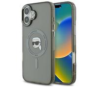 CG Mobile Karl Lagerfeld KLHMP16MHLSKIK Coque pour iPhone 16 Plus 6,7" Noir Coque Rigide IML Metal Karl Head