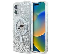 CG Mobile Karl Lagerfeld KLHMP16MLGKCSGH Coque de Protection pour iPhone 16 Plus 6,7" Transparent Liquid Glitter Tête Karl & Choupette