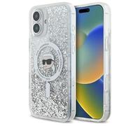 CG Mobile Karl Lagerfeld KLHMP16MLGKISGH Coque pour iPhone 16 Plus 6,7" Transparent sous Licence Produit sous Licence Liquid Glitter Karl Head Compatible avec MagSafe