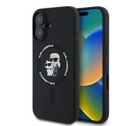 CG Mobile Karl Lagerfeld KLHMP16MSCMKCRHK Coque de Protection en Silicone pour iPhone 16 Plus 6,7" avec Anneau Karl & Choupette Noir