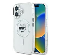 CG Mobile Karl Lagerfeld KLHMP16SHLSCHH Coque pour iPhone 16 6,1" Blanc Coque Rigide IML Metal Choupette Head