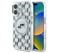 Coque pour iPhone 16 - IML MagSafe (KLHMP16SHMCKMMHT) - Monogramme Transparent Tête Karl&Choupette