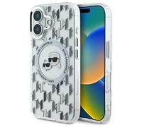 Étui Karl Lagerfeld pour iPhone 16 6.1 transparent étui rigide IML Monogram Karl&Choupette Head MagSafe