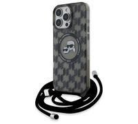 CG Mobile Karl Lagerfeld KLHMP16XHCKCKLCK Coque pour iPhone 16 Pro Max 6,9" Noir Produit sous Licence IML Crossbody Monogramme Karl & Choupette Head Compatible avec MagSafe