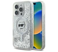 CG Mobile Karl Lagerfeld KLHMP16XLGCHSGH Coque pour iPhone 16 Pro Max 6,9" Transparent Liquide Paillettes Tête de Choupette