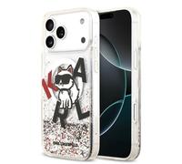 CG Mobile Karl Lagerfeld Liquid Glitter Choupette Logo Compatible avec MagSafe Coque pour iPhone 17 Pro Max (Transparent)