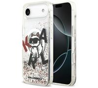 CG MOBILE Karl Lagerfeld Liquid Glitter Choupette Logo Compatible avec MagSafe Coque pour iPhone 17 Air (Transparent)
