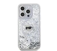 Coque pour iPhone 16 Pro - Liquid Glitter MagSafe (KLHMP16LLLLGKISGH) - Tête de Karl transparente