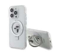 CG MOBILE Karl Lagerfeld Magsafe Ringstand Coque avec têtes Karl & Choupette pour iPhone 15