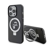 CG MOBILE Karl Lagerfeld Magsafe Ringstand Coque avec têtes Karl & Choupette pour iPhone 15