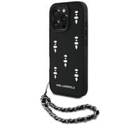 CG MOBILE Karl Lagerfeld Saffiano Crystals Coque pour iPhone 16 Pro Max avec chaîne Noir