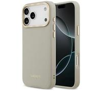 CG MOBILE Lacoste Champs Elysees Gold Logo Compatible avec MagSafe Coque pour iPhone 17 Pro Max (taupe)