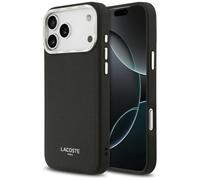 CG MOBILE Lacoste Champs Elysees Logo argenté compatible avec MagSafe Coque pour iPhone 17 Pro Max (noir)